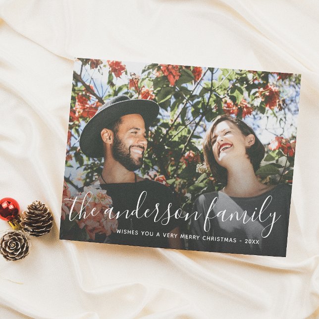 Helgdag-foto för vit skriptfamilj Namn Helg Vykort (Skapare uppladdad)