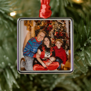 Helgdag Fotogåvor, Premium Square-julklapp Julgransprydnad Metall