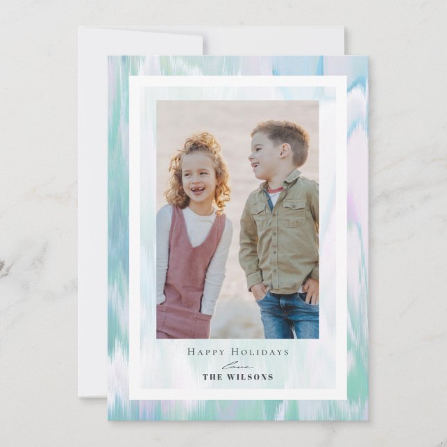 Helgdag-fotokort för Aqua Färg jul Inbjudningar (Framsida)