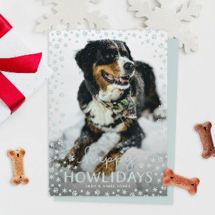 Helgdag-fotokort för Grått Lycklig Howlidays-Djurä Julkort