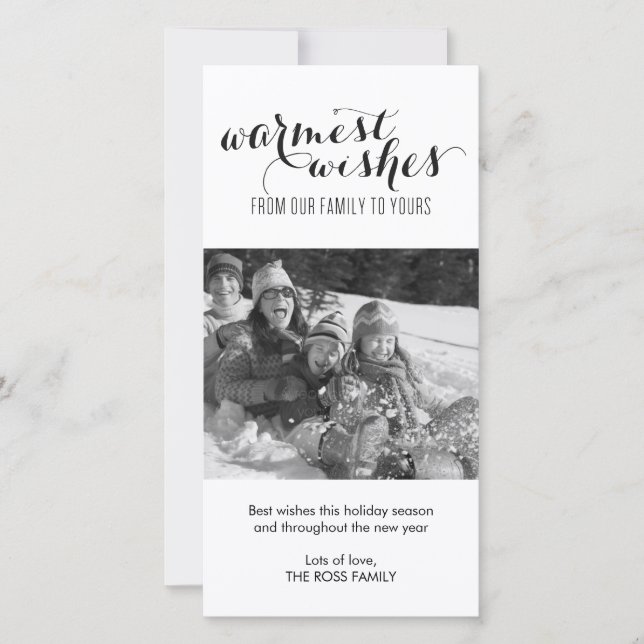 Helgdag-fotokort för Önskemål med varmaste  Julkort (Framsida)