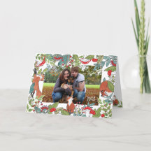 Helgdag fotokort Fox Cute Jul Woodland