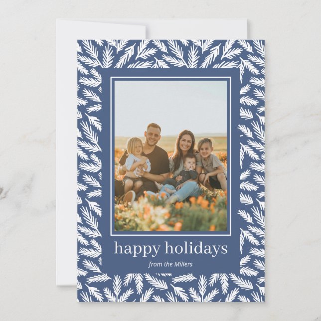 Helgdag-fotokort med ramformat i hand plockade grä julkort (Framsida)