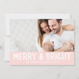 Helgdag-fotokort | Rosa Modern Merry & Bright Julkort