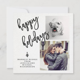 Helgdag Foton och typografi på Papper vattenfärg Julkort