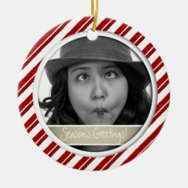 Helgdag-fotoutsmyckning i candy cane Rand Julgransprydnad Keramik