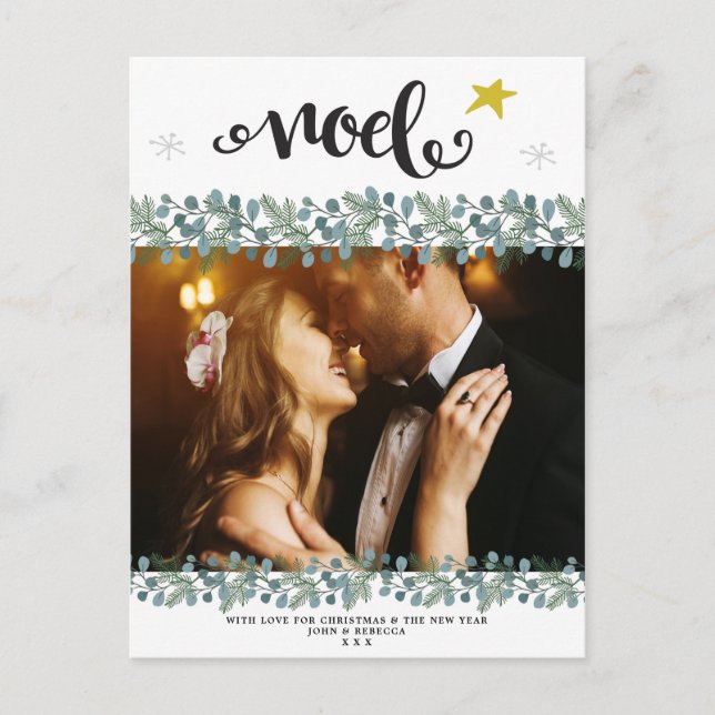 helgdag-fotovykort, blå blommigt helg vykort (Framsida)