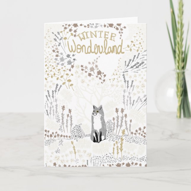 Helgdag Fox Winter Wonderland Card Kort (Framsida)
