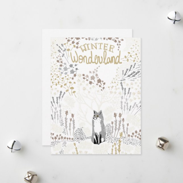 Helgdag Fox Winter Wonderland Julkort (Fram/Back In Situ)