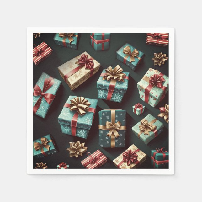 Helgdag Gäller Snyggten Figursätt Guld Blue Red Pappersservett (Framsidan)