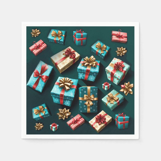 Helgdag Gäller Snyggten Figursätt Guld Blue Red Pappersservett (Framsidan)