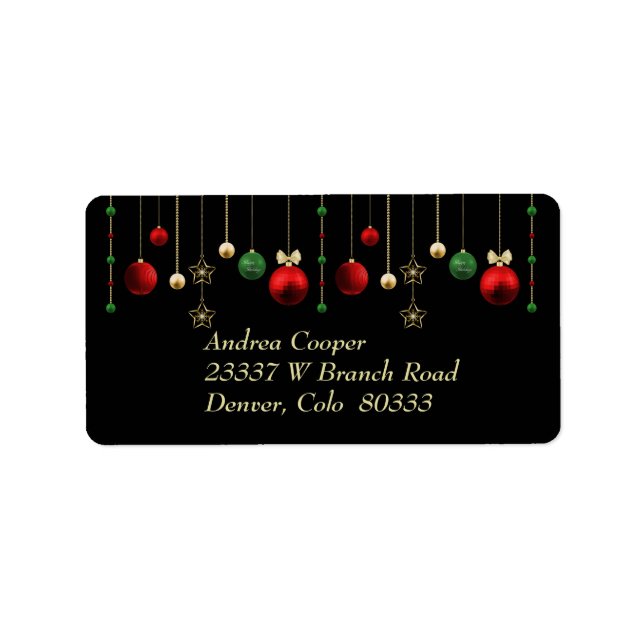 Helgdag Garland Black Adressetikett (Framsidan)