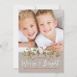 Helgdag Garland Merry & Bright Two Photo Card Julkort