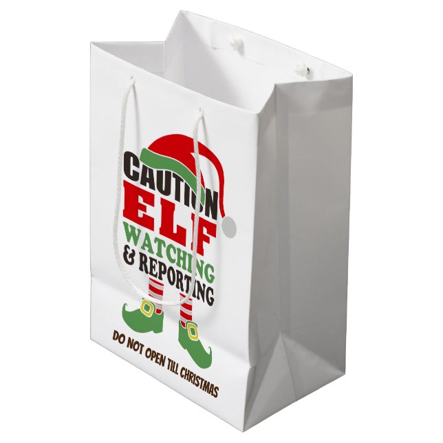 Helgdag Gift Bag för julgranen "Elf Watching" (Framsidan Vinklad)