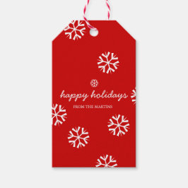 Helgdag Gift Märkre - glad helg Snöflingor red Presentetikett