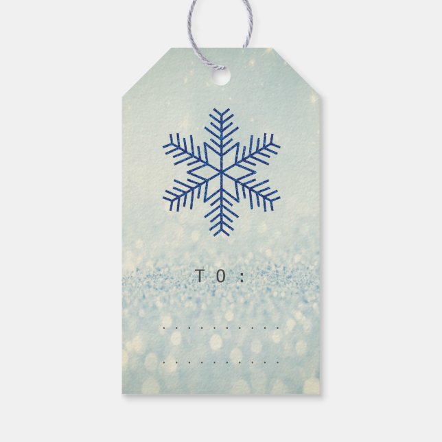 Helgdag Gift Märkre Glitter flottan Silver Snöflin Presentetikett (Baksidan)