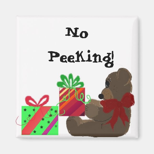 Helgdag Gift Märkre - ingen peeking! Magnet (Framsidan)