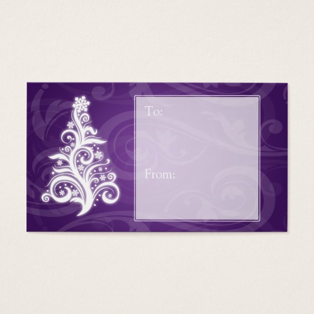 Helgdag Gift Märkre Swirly Julgran Lila Visitkort (Framsidan)