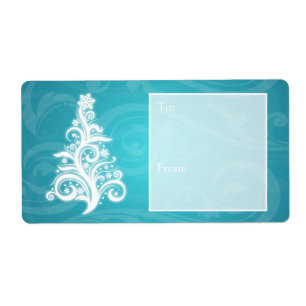 Helgdag Gift-Märkrn Blå Julgran Fraktsedel