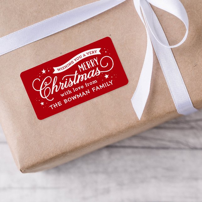 Helgdag Gift med mycket God jul-skript Adressetikett (Skapare uppladdad)