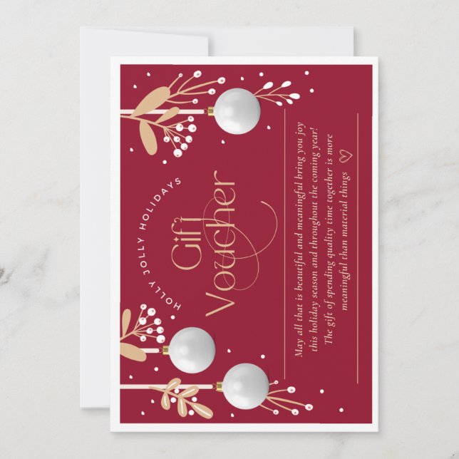 Helgdag Gift Voucher Julkort (Framsida)