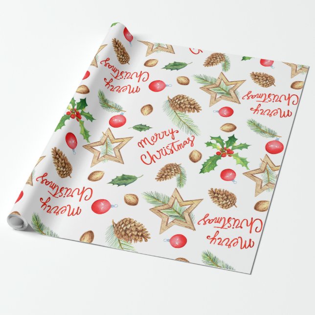 Helgdag Gift Wrap God jul Stars Presentpapper (Utrullad)