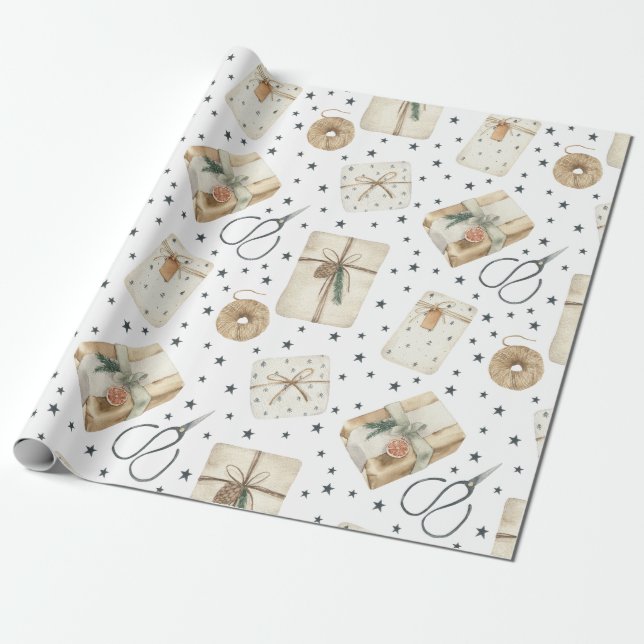 Helgdag Gifts Vintage Stil Wrapping Papper Presentpapper (Utrullad)