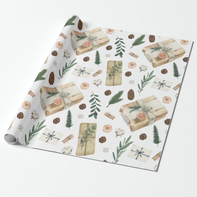 Helgdag Gifts Vintage Stil Wrapping Papper Presentpapper (Utrullad)