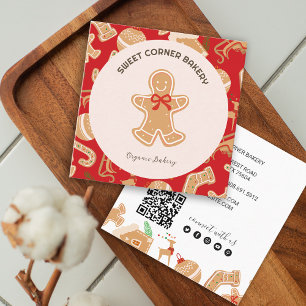 Helgdag Gingerbröd Bakery QR-kod Fyrkantigt Visitkort