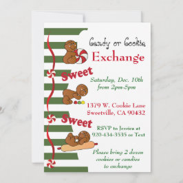 Helgdag Gingerbröd Cookie eller Candy Exchange Inbjudningar