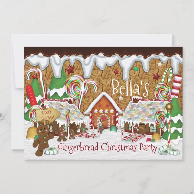 Helgdag Gingerbröd Cookie jul Firande Inbjudningar (Framsida)