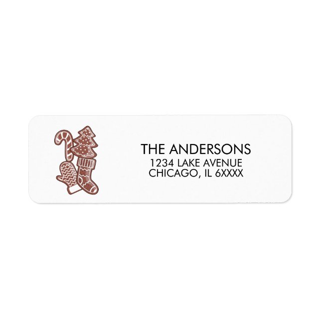 Helgdag Gingerbröd Cookie Returadress Etikett (Framsidan)