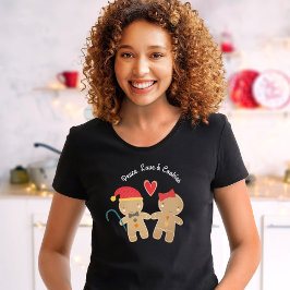 Helgdag Gingergold Boy Girl Peace Kärlek Cookies T Shirt