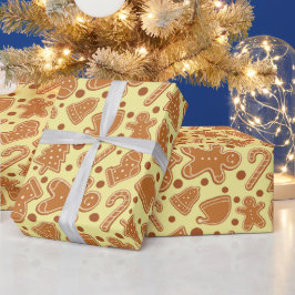 Helgdag Gingertea Cookie Light Gult Sömlös Presentpapper