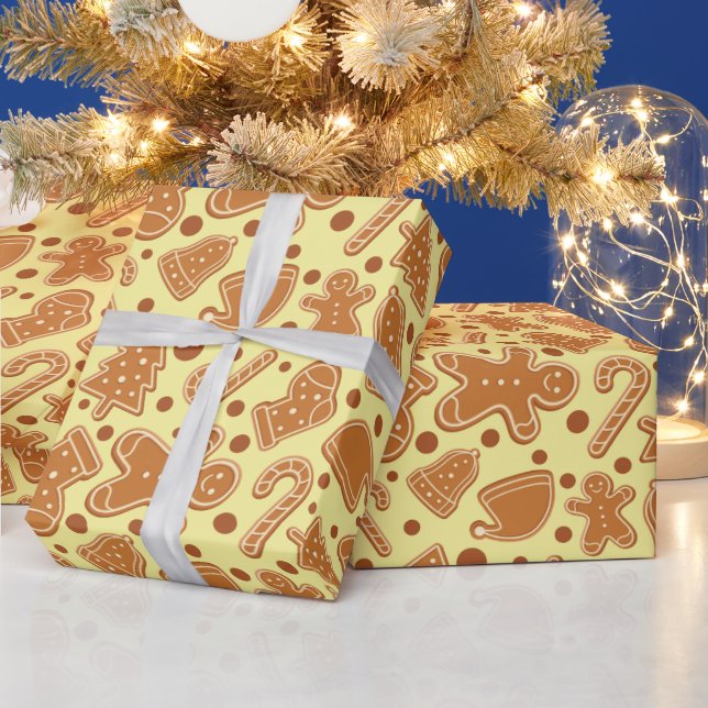 Helgdag Gingertea Cookie Light Gult Sömlös Presentpapper (Helgdagar)