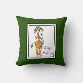 Helgdag Giraffe- red och grönt Holly Kudde