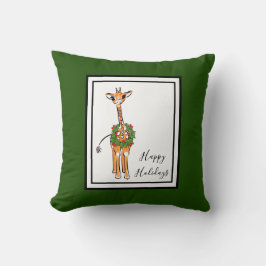 Helgdag Giraffe- röd och grönt- Helgdag andedräkt Kudde