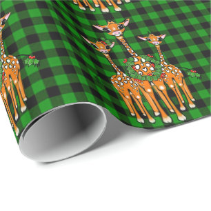 Helgdag Giraffes, grodväxt, grönt, pläterad Presentpapper