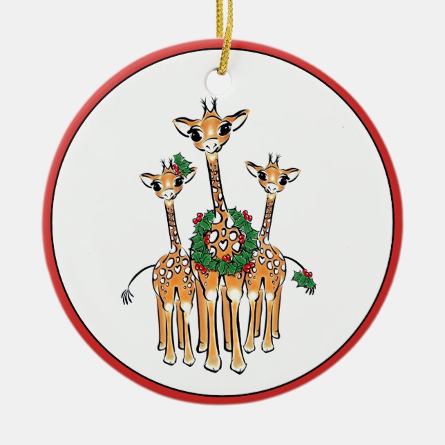 Helgdag Giraffes Julgransprydnad Keramik (Framsidan)