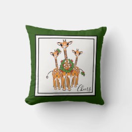 Helgdag Giraffes- red och grönt Holly Wandeand Kudde