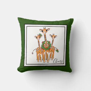 Helgdag Giraffes- red och grönt Holly Wandeand Kudde