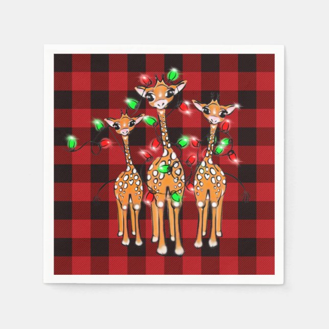 Helgdag Giraffes, twinkle ljus, helgdag design Pappersservett (Framsidan)