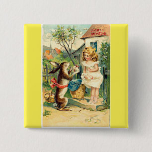 Helgdag Girl & Bunny Vintage Påsk Badge Knapp