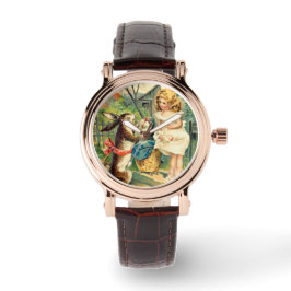 Helgdag Girl & Bunny Vintage Påsk Watch Armbandsur