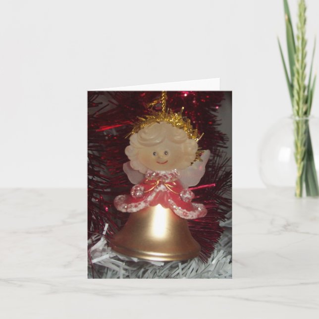 Helgdag Girl Ornament Photo Foled Note Card Anteckningskort (Framsida)