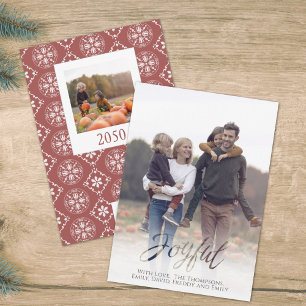 Helgdag Glatt skript Red Winter Snowflake 1 Photo Julkort