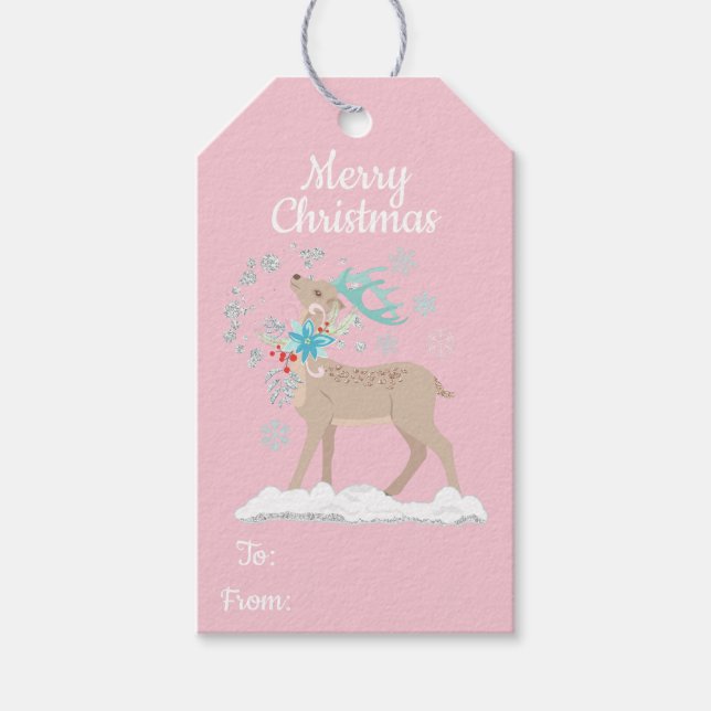 Helgdag Glitter Winter Wonderland Presentetikett (Framsidan)