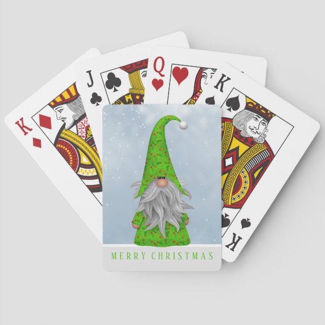 Helgdag Gnome för visuell Grönt| God jul Casinokort (Baksidan)