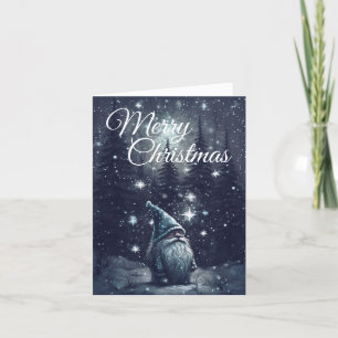 Helgdag Gnome Winter Snowy Forest God jul Kort