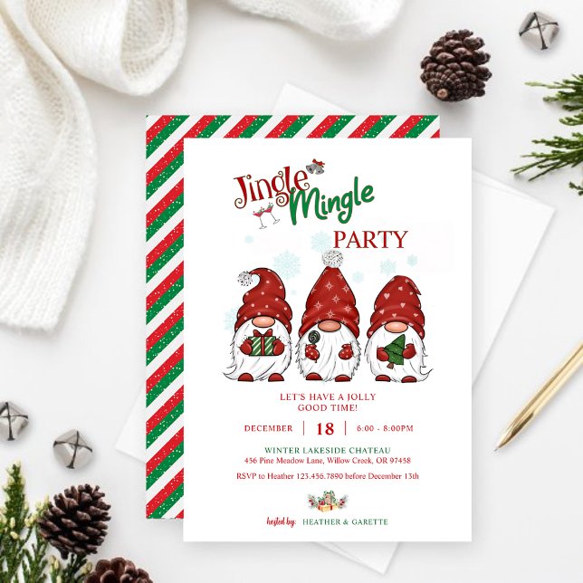 Helgdag Gnomes jul Party Inbjudningar (Holiday Gnomes Christmas Party Invitation)